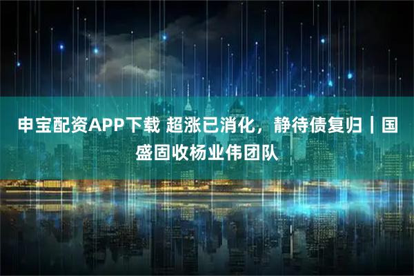 申宝配资APP下载 超涨已消化，静待债复归｜国盛固收杨业伟团队
